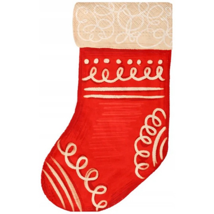 Servetele de hartie PARTYPAL set 10 bucati, design ciorape, 20,6x33cm, rosu