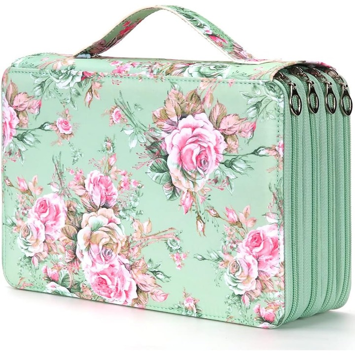 Penar multifunctional, 203 compartimente, dimensiuni 27.5x19.7x8cm, verde