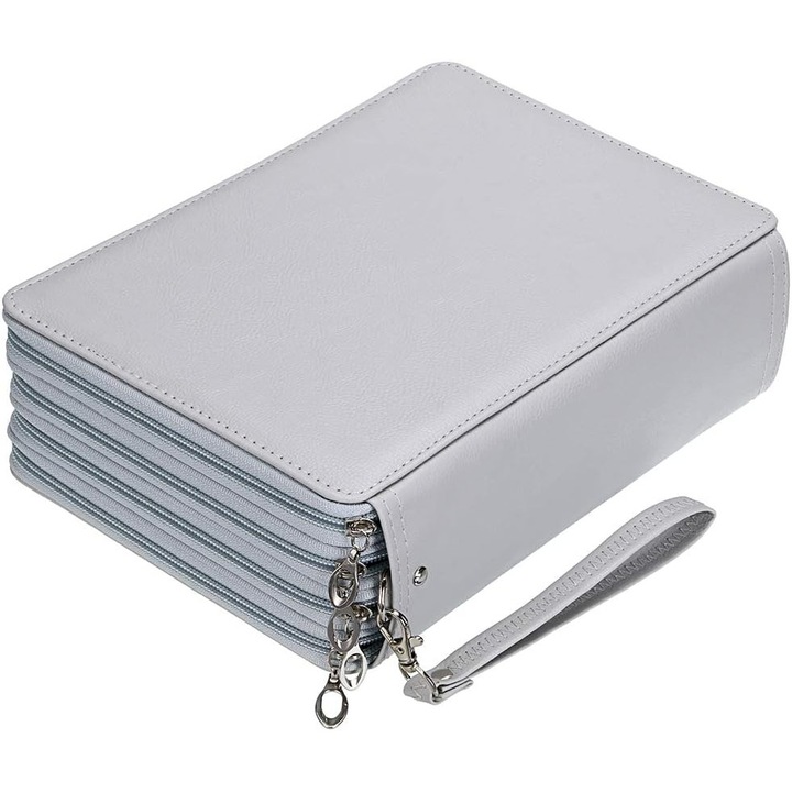 Penar cu 204 compartimente, piele PU de lux, design portabil, cu maner detasabil, multicolor