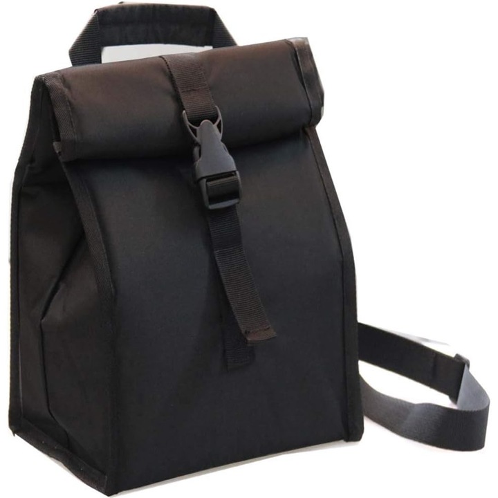 Geanta termo-izolanta pliabila, capacitate mare, neagra, cu curea ajustabila