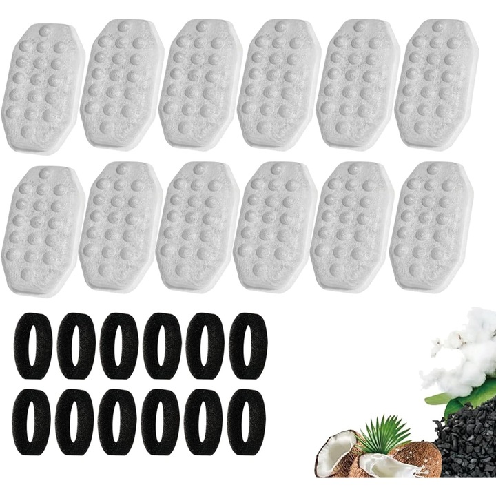 Set 12 filtre de apa pentru fantana pentru pisici, 12 spongii pre-filtru, compatibile cu fantana din otel inoxidabil 3.2L/108oz