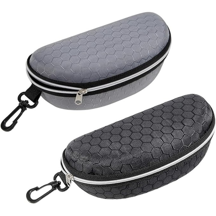 Set 2 huse rigide pentru ochelari, negru/gri