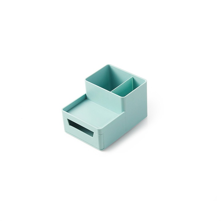Многофункционална поставка за бюро с чекмедже, синя, 20x15x10см