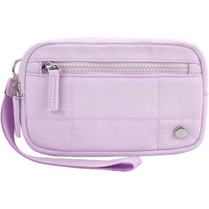 Portofel dama set, portabil, purpuriu, cu suport pentru telefon, slot pentru carduri, compartiment pentru monede