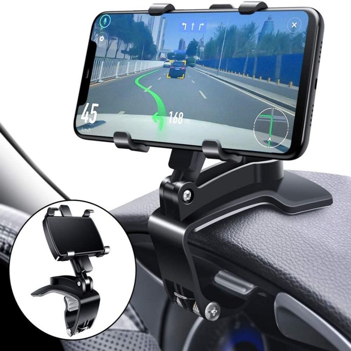 360 fokban forgatható autós tartó, műszerfali tartó 4-7 hüvelykes GPS-hez és okostelefonokhoz