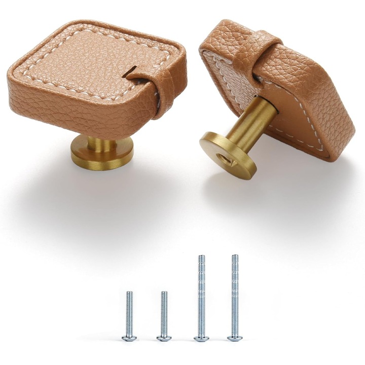 Set 2 manere pentru sertare, feronerie din aliaj de zinc, culoare khaki, design modern