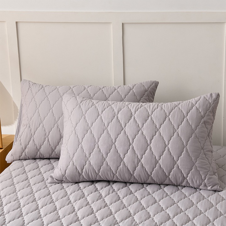 Set de fete de perna, gri, 50x76cm, design matlasat, poliester lavabil