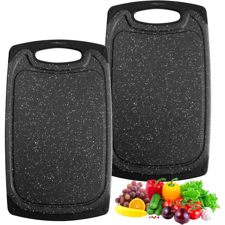 Tocatoare de bucatarie, set 2 bucati, plastic, rezistente, usor de curatat, 33x19.8cm, negru