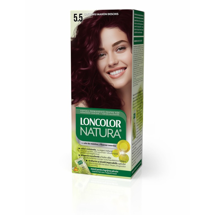 Vopsea Permanenta de Par LONCOLOR NATURA NR. 5.5 Castaniu mahon deschis 100 ml