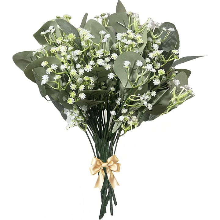 Set 6 crengi decorative artificiale de eucalipt, 31cm, verde