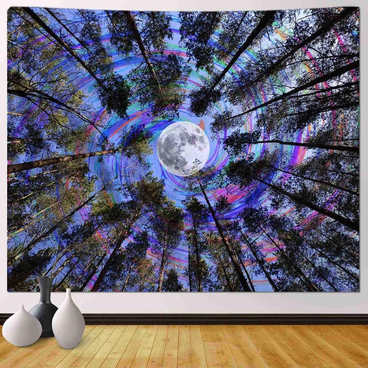 Tapiterie decorativa trippy, 60x80 inch, negru si alb, set cadou pentru camera