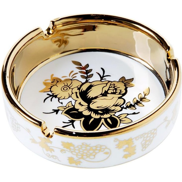 Scrumiera ceramica cu acoperire de titan, 3 suporturi pentru tigari, 10x10x3cm, multicolor