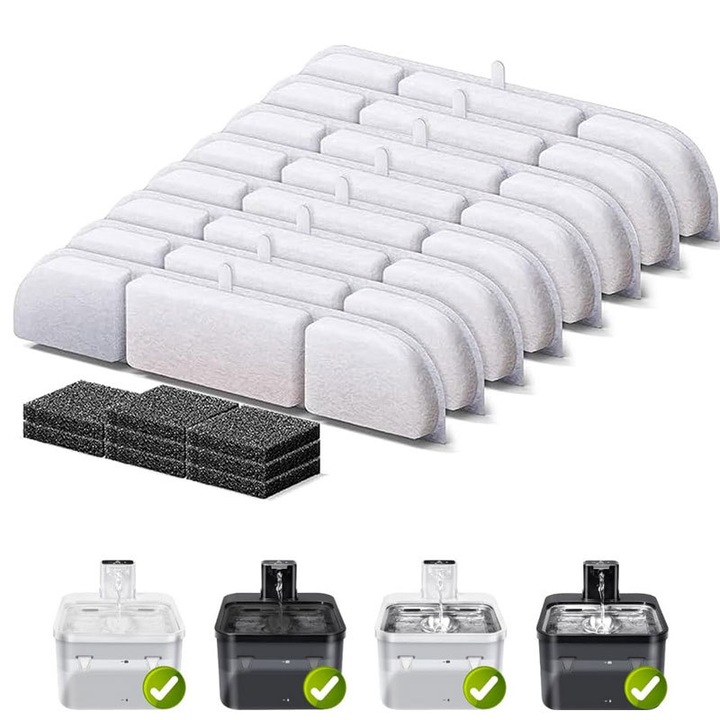 Set de 8 filtre de inlocuire pentru fantana pentru pisici DPWFP6, sistem de filtrare in 5 etape, sanatatea animalului tau.