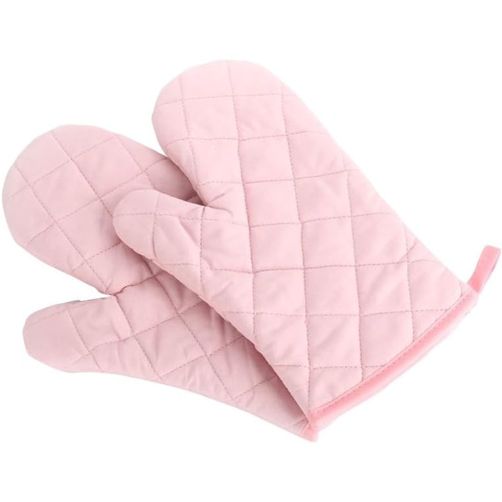 Manusi de bucatarie, manusi termorezistente, extra-large, roz, 28x18cm, set 1 pereche