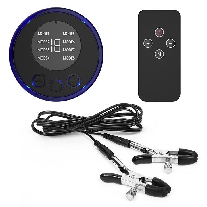 Електрически стимулатор за гърди VGJOT® Щипки за зърна с дистанционно управление, регулируем електрически шок, BDSM секс играчки за двойки, черен