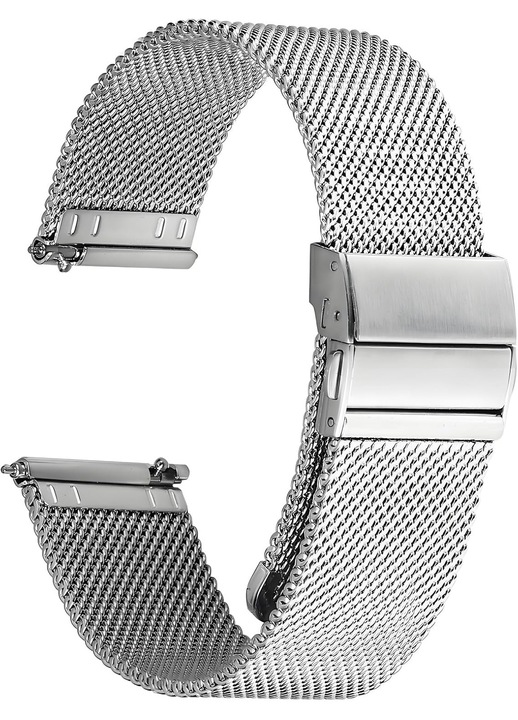 Curea din otel inoxidabil pentru ceas, 22mm, argintie, set cu sistem de prindere rapid