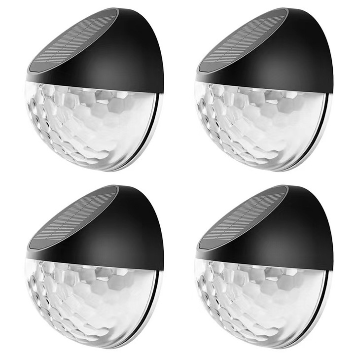 Lampi solare, 4 surse de lumina, plastic, negru, stil gradina