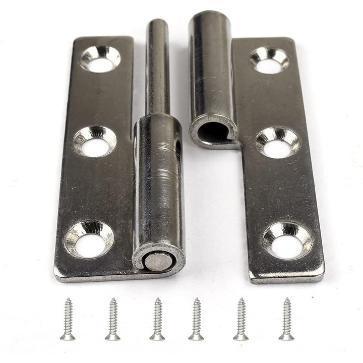 Set de 4 balamale de usa detasabile de 6, 3 cm, balama din otel inoxidabil, balama cu ridicare pentru utilizare cu mana stanga