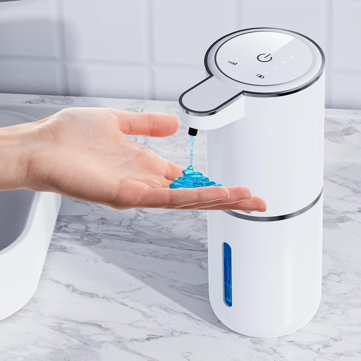 Automata szappanadagoló 380ml érintésmentes fali rögzítés USB újratölthető fehér