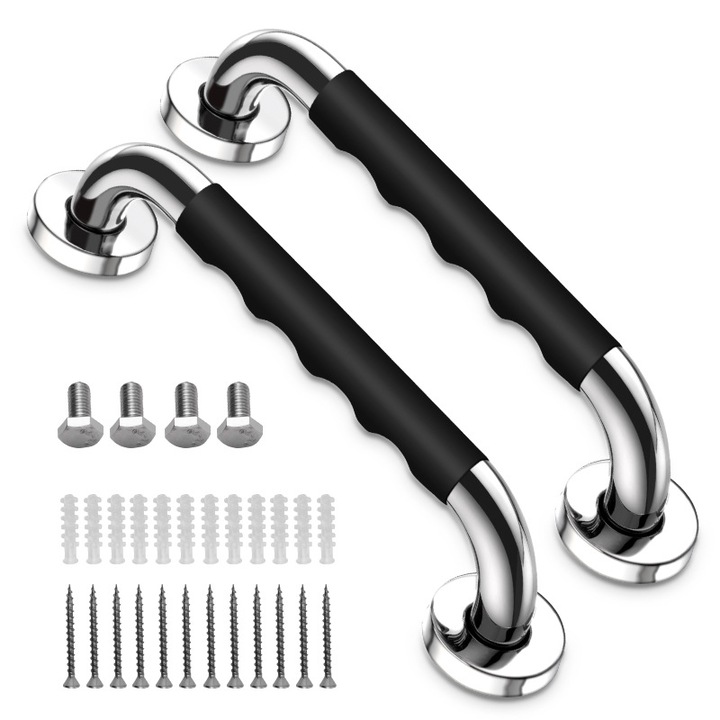 Bare de sustinere antiderapante pentru baie, 30 cm, pachet de 2, maner de sustinere pentru cada de dus din otel inoxidabil pentru varstnici/persoane cu dizabilitati/copii/femei insarcinate