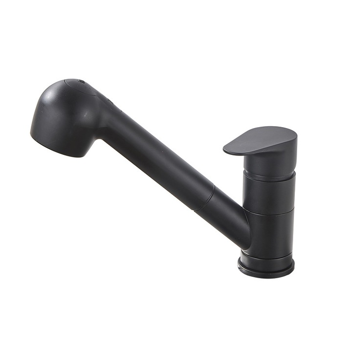 Baterie sanitara cu duza retractabila, neagra, 360° rotativa, cu filtru integrat