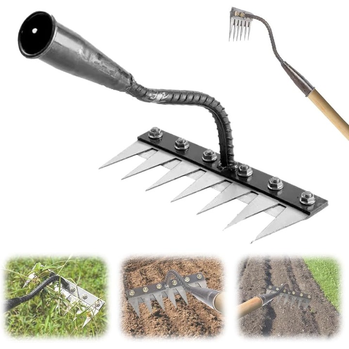 Grebla manuala cu 7 dinti, unelte de gradina detasabile, tip claw