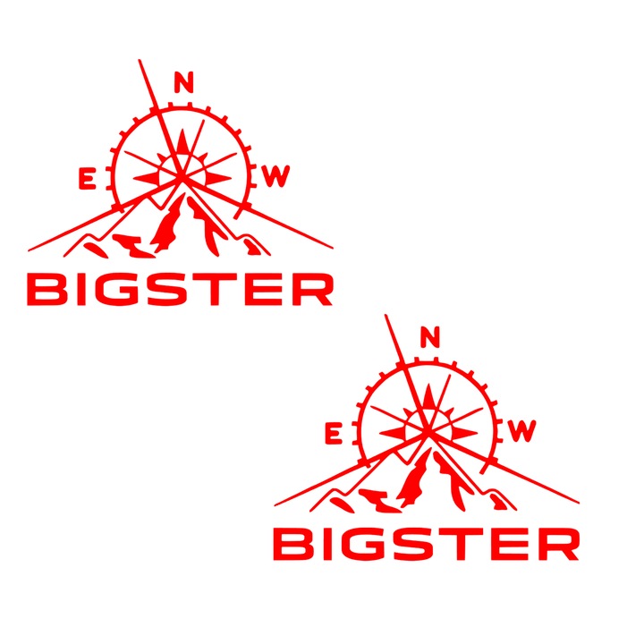 Set 2 stickere auto decorative, rezistente la apa, pentru laterale Bigster, rosu