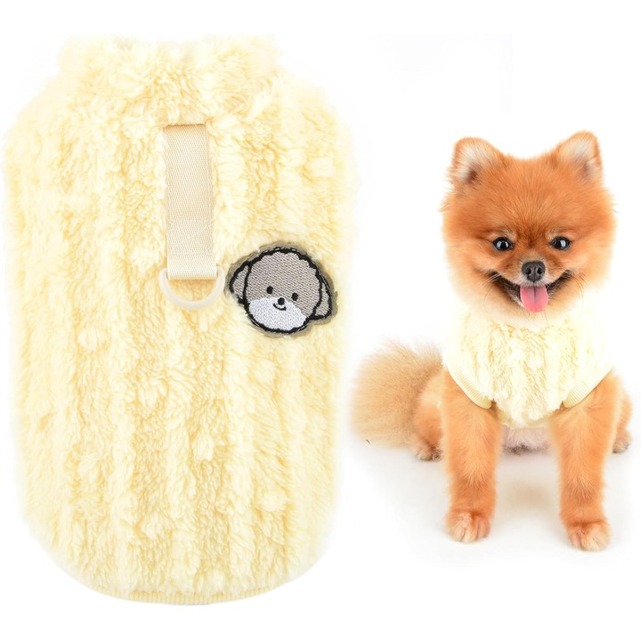 Pulover pentru animale de companie, Sherpa, galben, marimea XXL, set pentru caini mici