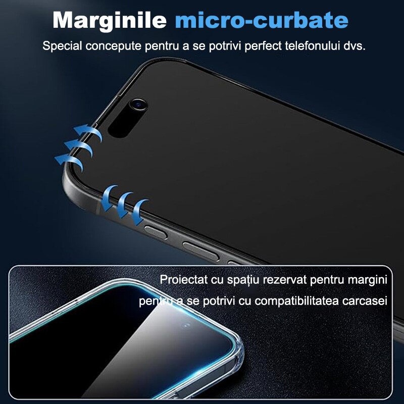 Folie protectie ecran Rqiurpn iPhone 17, mata, anti-spion, anti-amprenta, 28° unghi vizual