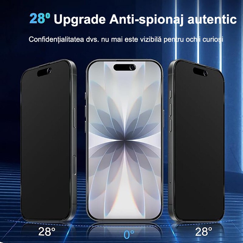 Folie protectie ecran Rqiurpn iPhone 17, mata, anti-spion, anti-amprenta, 28° unghi vizual