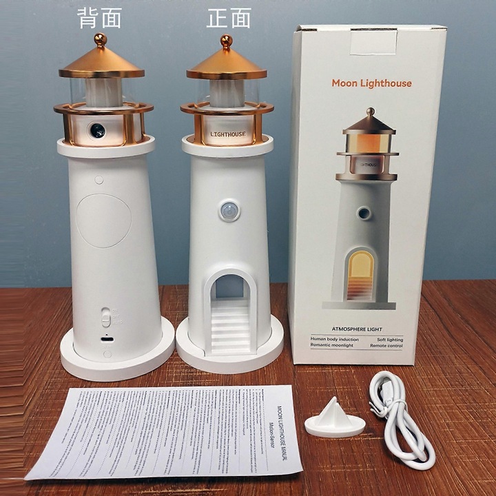 LED лампа за маса, прожектираща луна и галактика, фар, регулируема, презареждаема, бяла, 15x10x10см