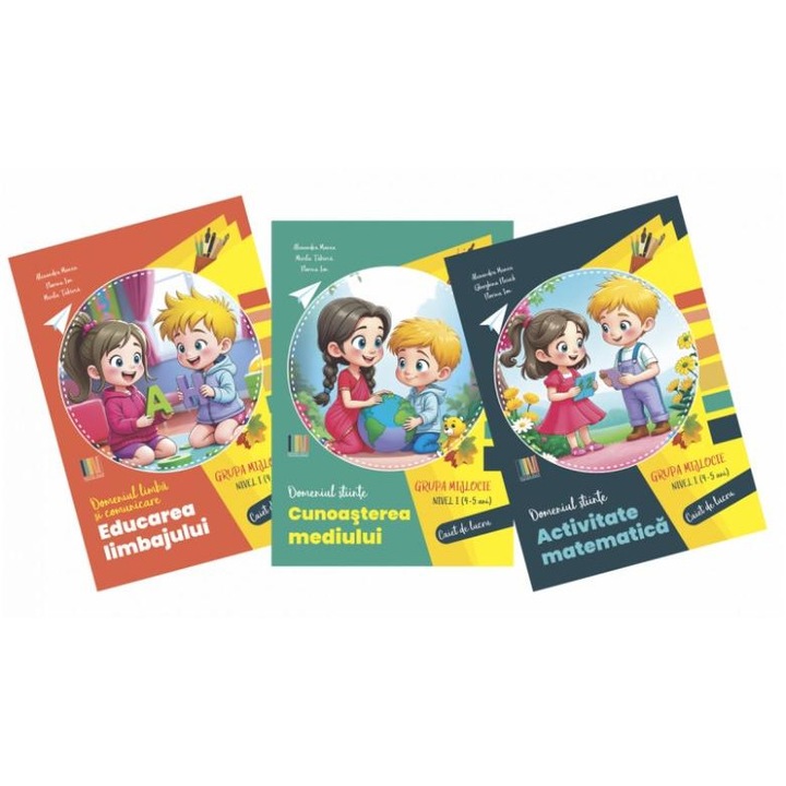 Set 3 Carti Gradinita nivel 4-5 ani: 1. Educarea limbajului; 2. Activitate matematica; 3. Cunoasterea mediului (editie 2025), Alexandra Manea