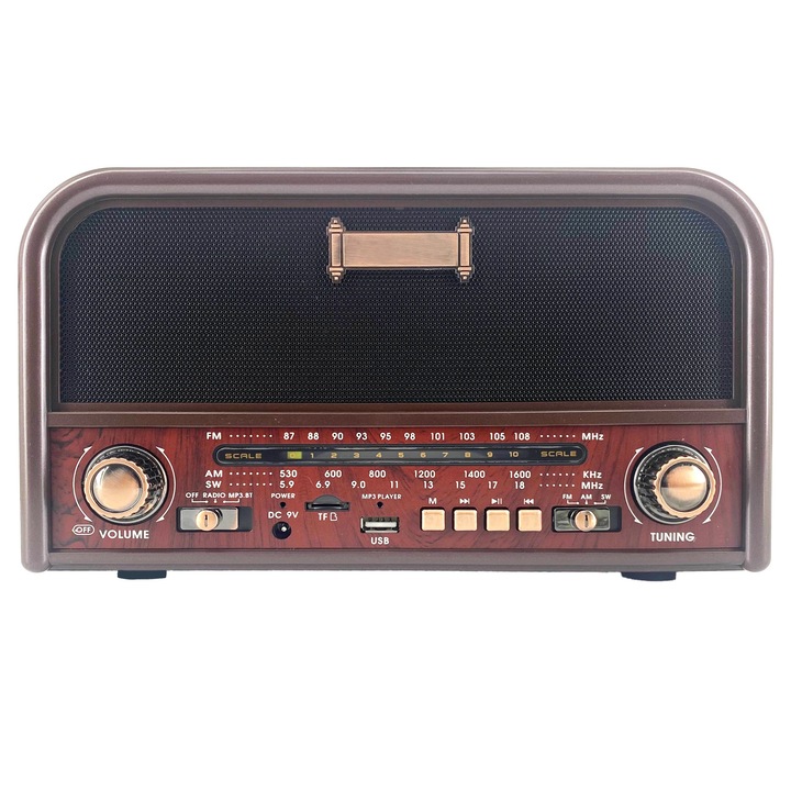 Radio Portabil, Chicago, Bluetooth, Usb, Cititor De Carduri Microsd, Alimentare Retea-Baterie, 25, 5 Cm X 14, 5 Cm X 13, 5 Cm, Mahon