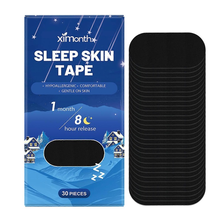 Pachet 30 bucati plasturi anti-sforait pentru adulti si adolescenti, negru