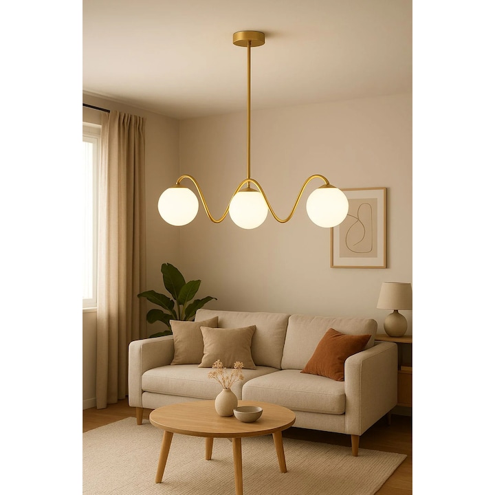 RFAN csillár, 5481/3 modell, 3 lámpaernyővel, 3 x E27, arany