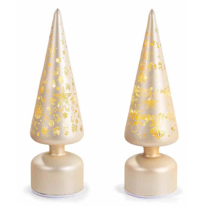 Set 2 brazi Craciun sticla aurie cu led Ø 9 cm x 31 H