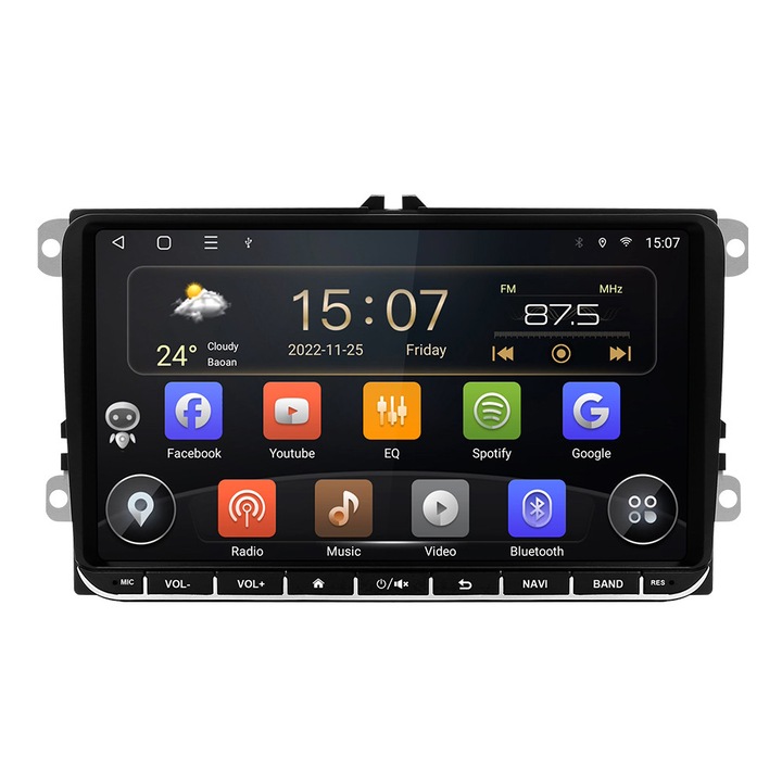 Navigatie Isudar Android 14 ecran 9 Inch pentru Volkswagen VW Passat B6 B7, Golf 5 6, Jetta, Tiguan, Polo, Skoda, Seat, Carplay, Slot SIM, GPS, Canbus, BT, Wi-fi, 3xUSB, 8 Core, RAM 8GB, ROM 128GB