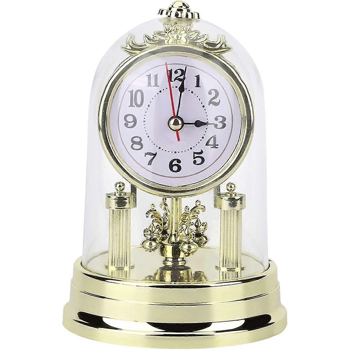 Dekoratív asztali óra, európai retro stílusú, arany/ezüst, 16.8x11cm, 1 db-os készlet