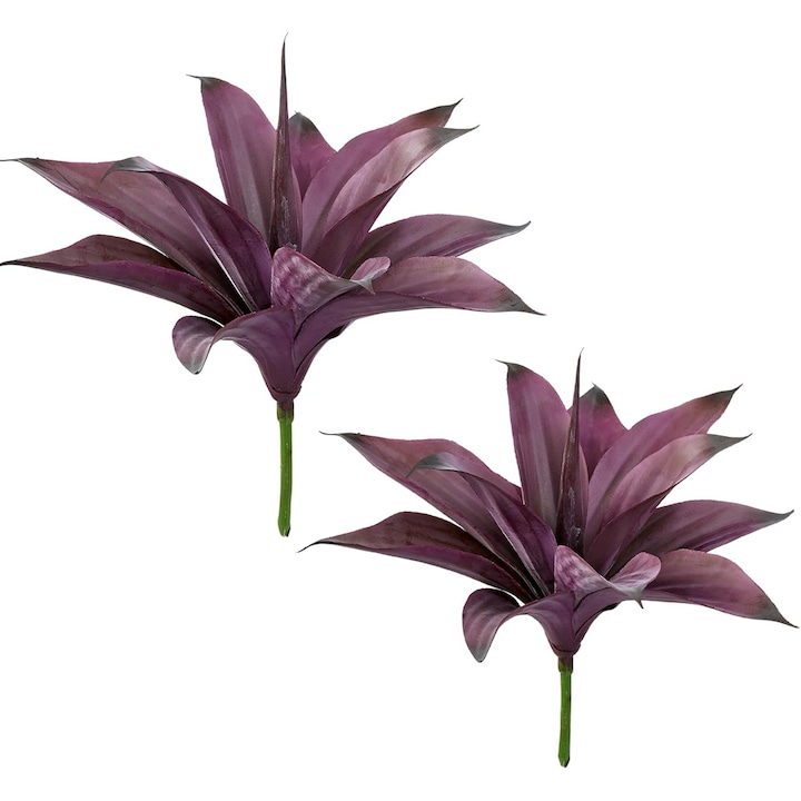 Set de 2 plante artificiale agave, 32x32cm, violet, decorare interioara si exterioara
