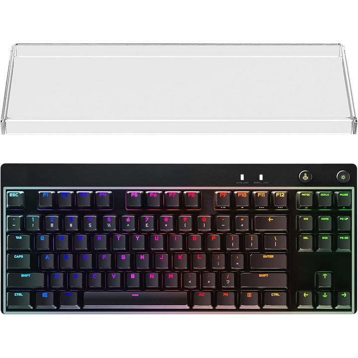 Husa de protectie pentru tastatura TKL, 80% compacta, acrilica transparenta, dimensiuni maxime 35x12.2x1.8cm