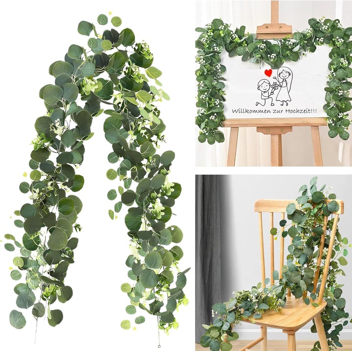 Plante artificiale decorative, 180cm, frunze de eucalipt, set de 1 bucata, verde