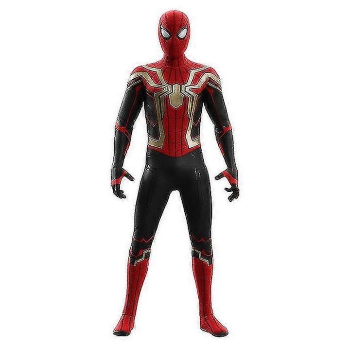 Costum Spiderman pentru copii, 110-180cm, include salopeta si coperis pentru cap, multicolor