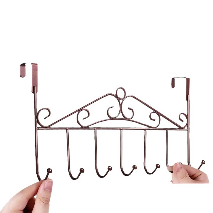 Cuiere set 7 carlige metalice, design elegant, multicolor, pentru usi