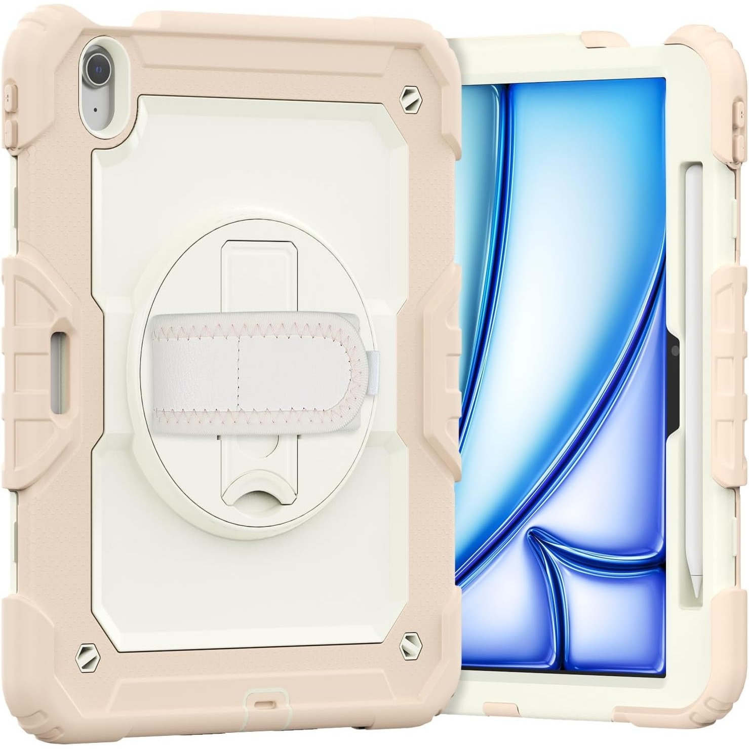 Pachet complet Sigloo 360° pentru iPad Air 11, iPad Air 5/4 (10.9 inch) - Husa cu folie, suport rotativ, suport creion si curea umar - Roz