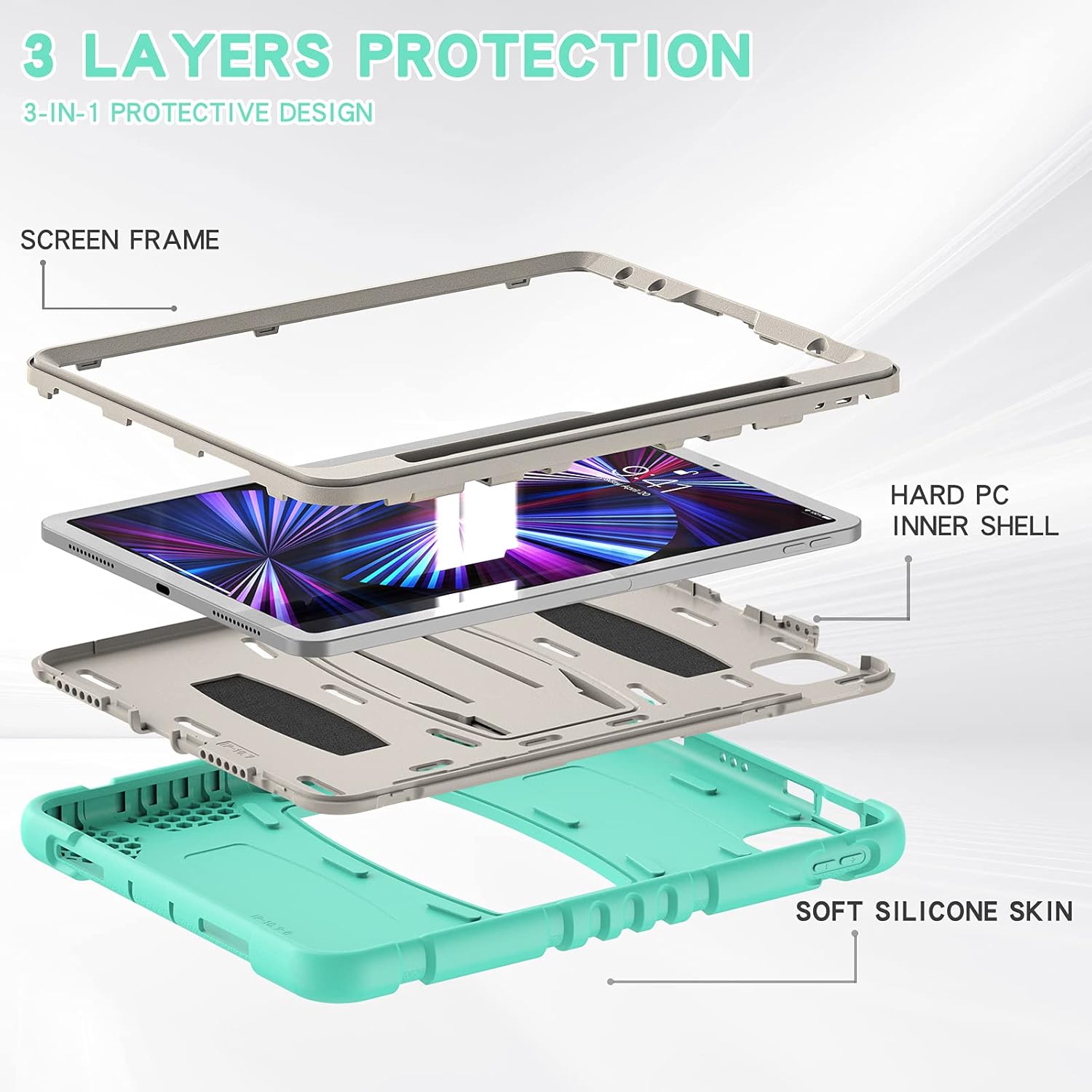 Husa premium Sigloo pentru iPAD Pro 11, model 2024/2022/2021/2020, 11", – Protectie Completa, suport rabatabil, Verde deshis