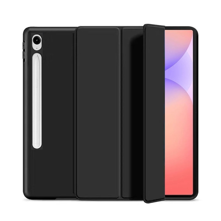 Husa Ultra Slim pentru Samsung Galaxy Tab S10 Lite / S10 FE 10.9" (2025), Silicon TPU, Smart Cover - Negru