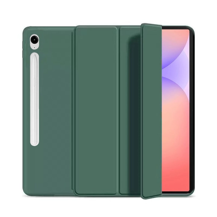 Калъф Ultra Slim за Samsung Galaxy Tab S10 Lite / S10 FE 10.9" (2025), Силикон TPU, Smart Cover - Морско зелен