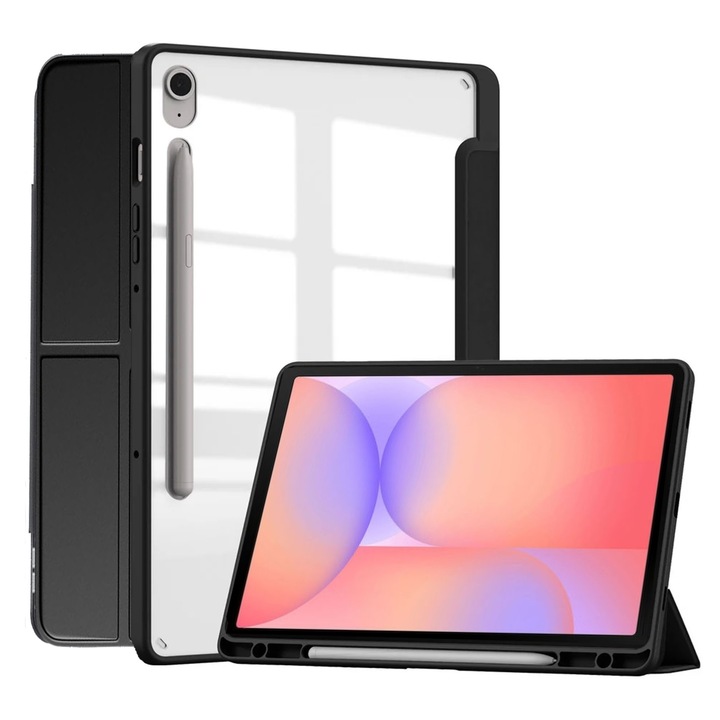 Háromhajtású Mágneses Tok kompatibilis Samsung Galaxy Tab S10 Lite / S10 FE 10.9" (2025) készülékhez, Smart Cover, Érintőceruza tartó
