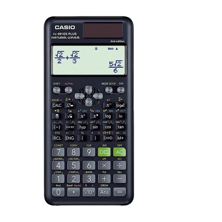 Tudományos számológép Casio FX-991ES Plus, fekete, 417 funkció, természetes kijelző, kemény tok