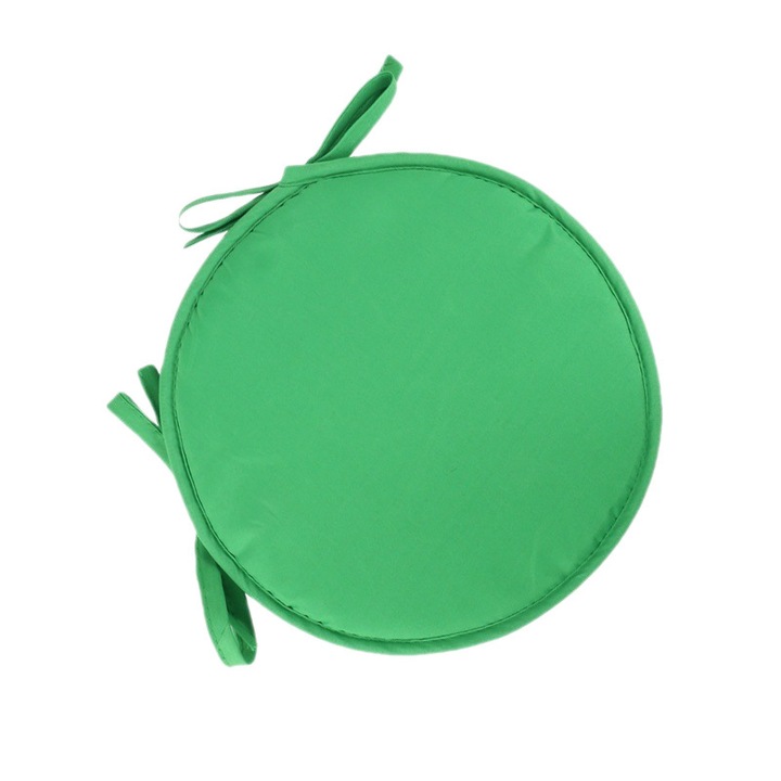 Perna decorativa rotunda, verde, din material textil, pentru birou, 40x40cm